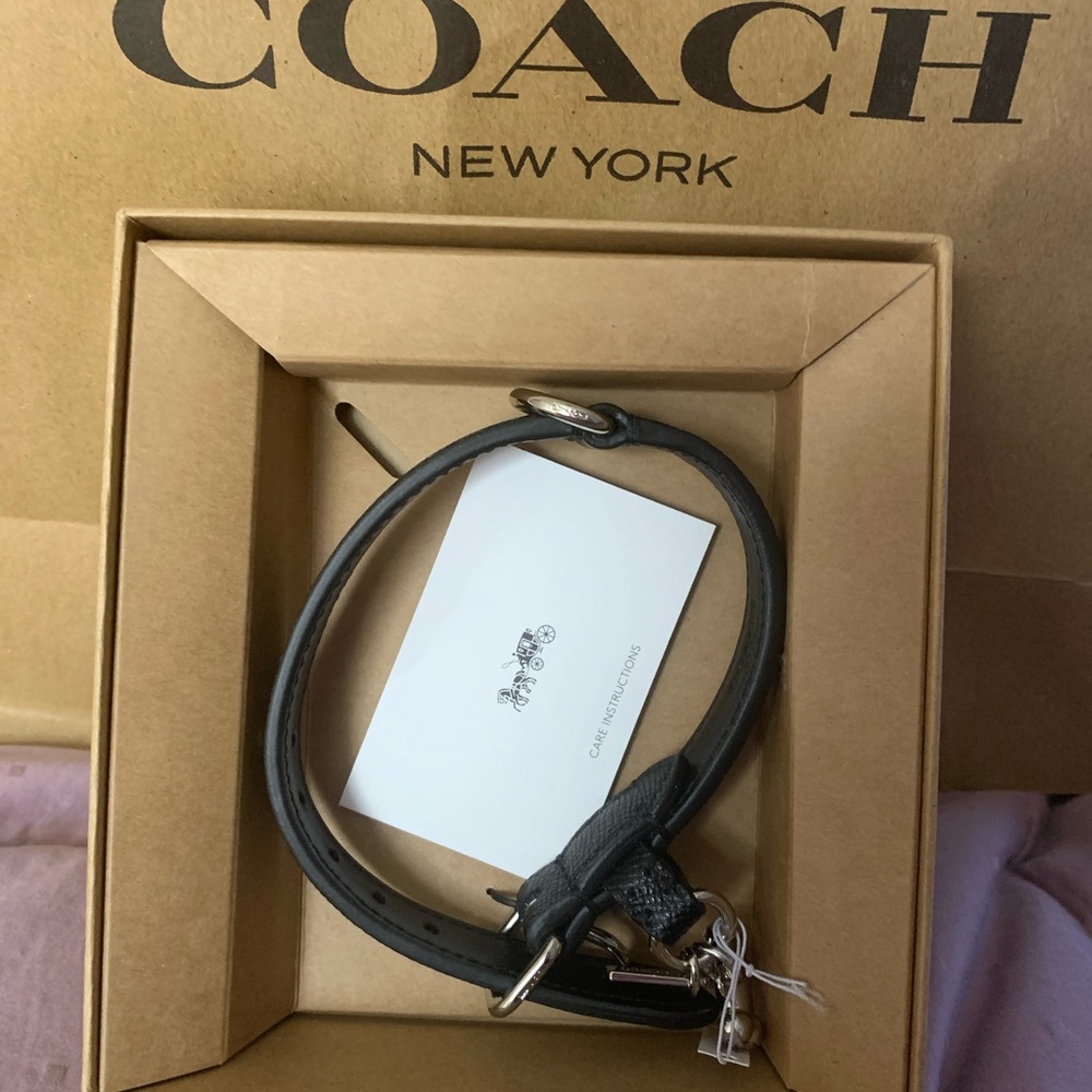 Coach Small Pet Collar - Black Leather